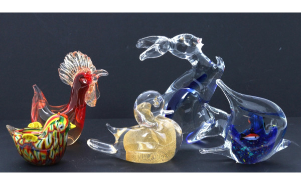Lot de 5 animaux en verre de couleurs do