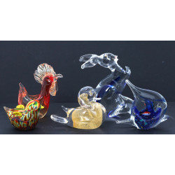 Lot de 5 animaux en verre de couleurs do