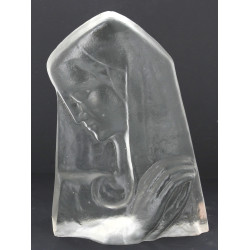 Buste de VIERGE en verre moulé, H 30 x L