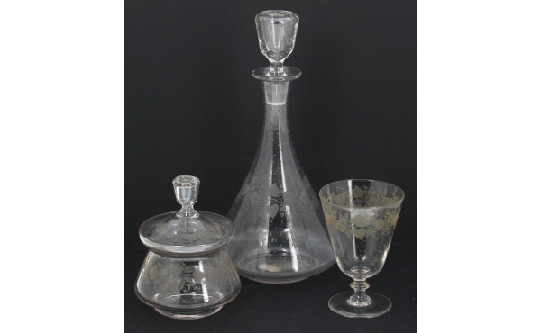 Service verre d'eau ancien en cristal gr