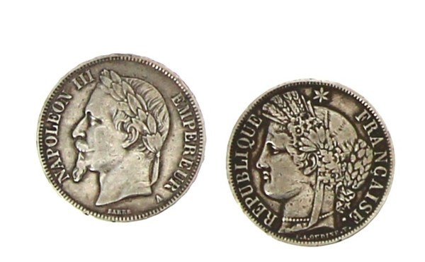 2 p. 5 fr écu 1867 A et 1851 A