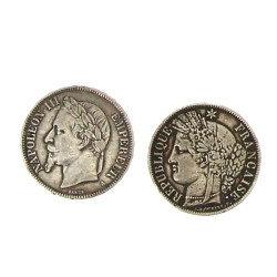 2 p. 5 fr écu 1867 A et 1851 A