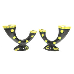 Paire de bougeoirs style Vallauris, en c