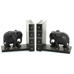 Paire de serre-livres en bois exotique f