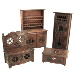 Lot de 4 meubles miniatures bretons en b
