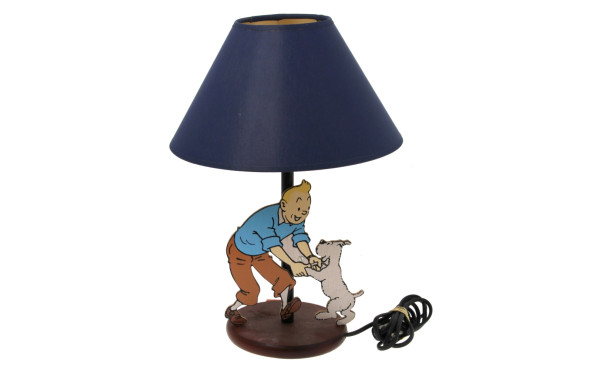 TINTIN - Pied de lampe vintage à décor d