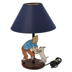 TINTIN - Pied de lampe vintage à décor d