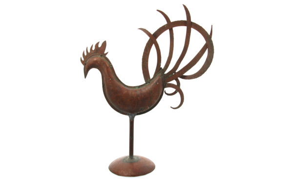Grand coq décoratif en cuivre, H 50 cm
