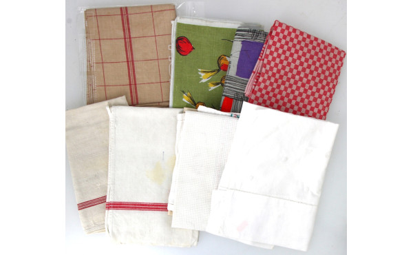Lot de torchons : 2 monogrammés rayures 