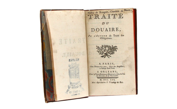 "Traité du Douaire". Paris, Debure : Orl