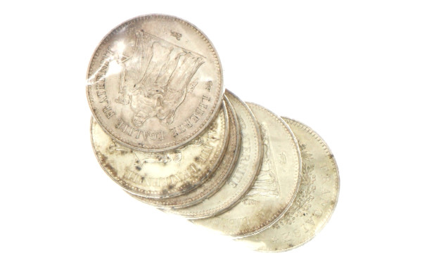 6 p. 50 fr argent années 70 poids 180 gr