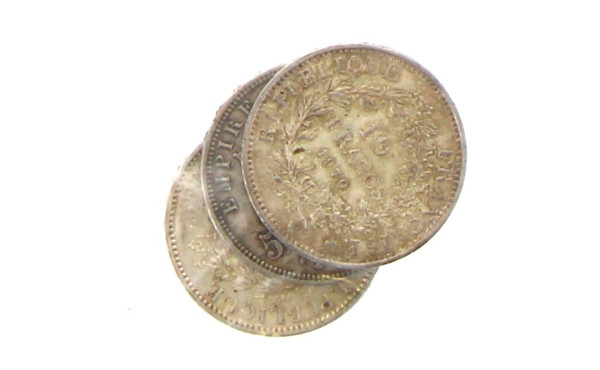 Lot de 3 pièces en argent : une pièce de