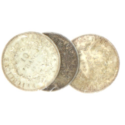 3 p. 10 fr argent années 60 poids 74,9 g