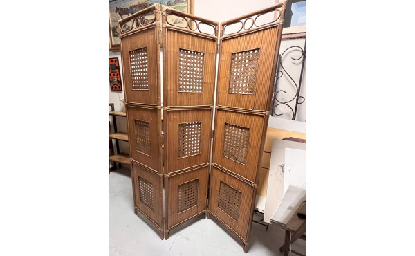 Paravant en bambou et rotin 132 x H. 183