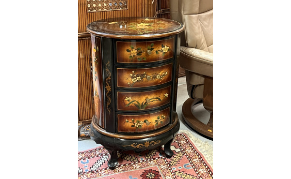 Petit meuble ovale ouvrant à 4 tiroirs s