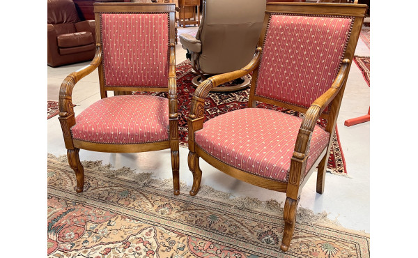 Paire de fauteuils en bois naturel style
