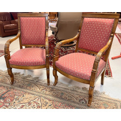 Paire de fauteuils en bois naturel style