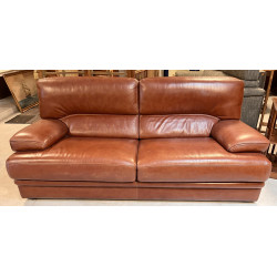 Canapé en cuir brun, L 190 cm, bon état 