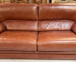 Canapé en cuir brun, L 190 cm, bon état 