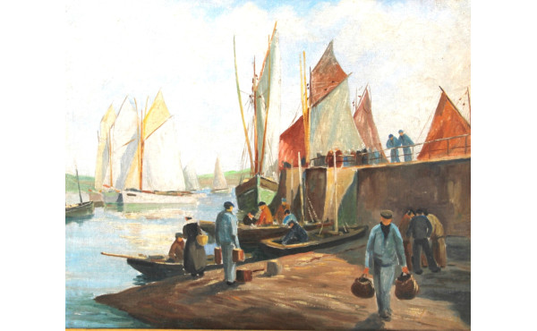 Ecole française Xxe "Bateaux de pêche au