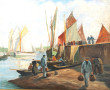 Ecole française Xxe "Bateaux de pêche au