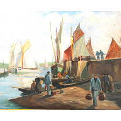 Ecole française Xxe "Bateaux de pêche au