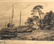 André DAUCHEZ (1870-1948) "Barques échou