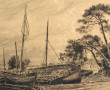 André DAUCHEZ (1870-1948) "Barques échou
