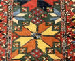 Tapis chemin en laine points noués motif