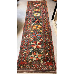Tapis chemin en laine points noués motif