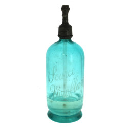 Bouteille d'eau de seltz en verre bleu "