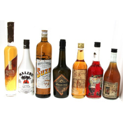 Lot de 7 bouteilles dont Pastis marin, M