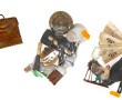 Petit lot d'objets anciens : éventail mi