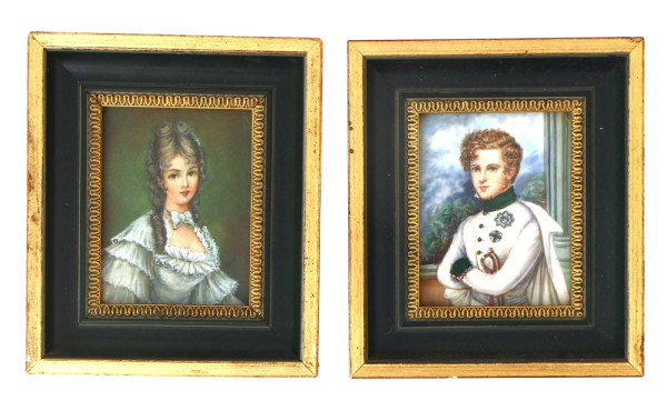 Lot de 2 miniatures encadrées : "Portrai