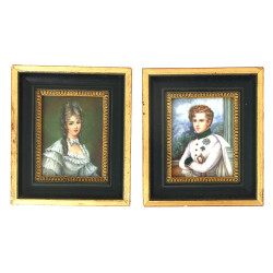 Lot de 2 miniatures encadrées : "Portrai