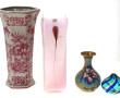 Lot de 4 vases : 2 en verre (H 25 cm et 
