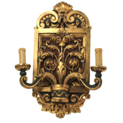 Grande applique double en bois doré, pat