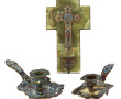 Bénitier d'applique en onyx vert et émau