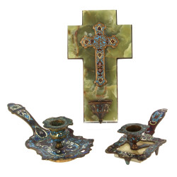 Bénitier d'applique en onyx vert et émau
