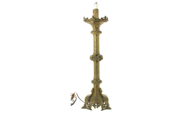 Pic-cierge ancien monté en lampe, H 61 c