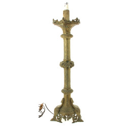 Pic-cierge ancien monté en lampe, H 61 c