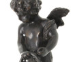 Putti au tambourin, sujet en bronze à pa