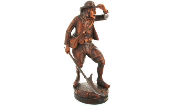 CHOUAN - Sujet en bois sculpté, signé "M
