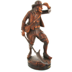 CHOUAN - Sujet en bois sculpté, signé "M