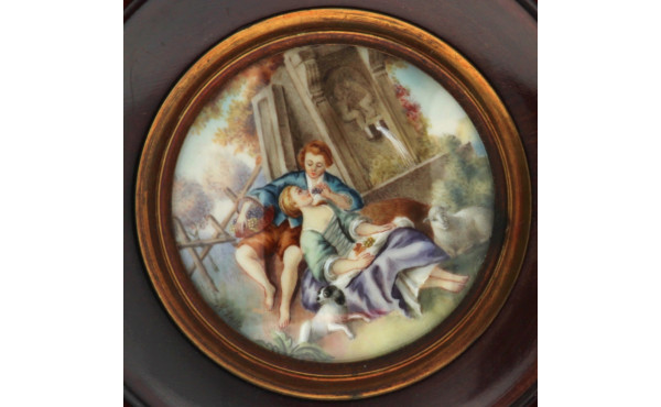 Miniature "Scène galante" à vue ronde, m