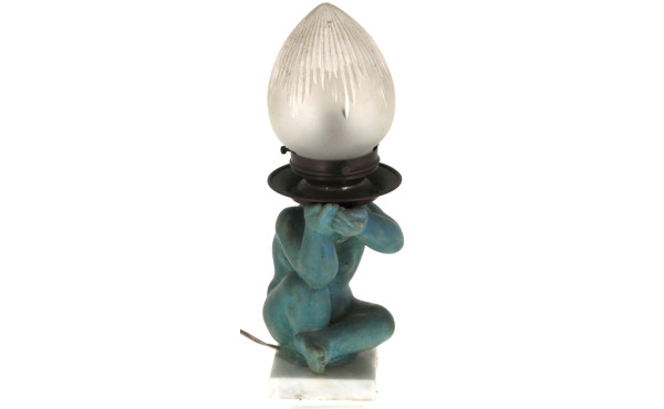 Lampe piètement céramique patinée représ