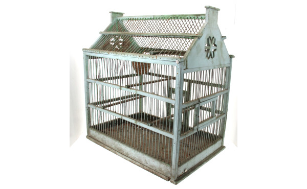 Cage à oiseaux ancienne en forme de mais