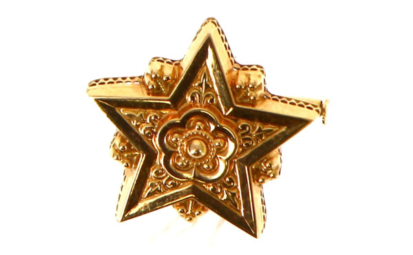Broche étoilée en or jaune 18 cts, poinç