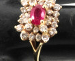 Bague en or jaune 14 cts, sertie d'un ru