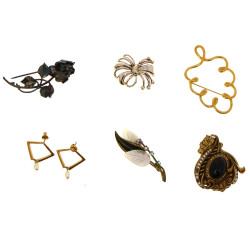 Lot de 5 broches fantaisie et une paire 